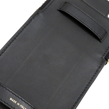 フェンディ FENDI ストラップ ユー スマホケース付き 8AV132 ブラック レザー スマートフォンケース ゴールド金具 ショルダーストラップ ズッカ柄 黒