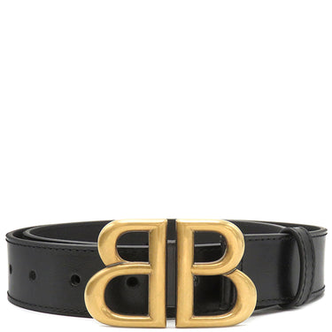 バレンシアガ BALENCIAGA ザ ハッカー プロジェクト BBロゴ 680456 ブラック レザー ベルト ヴィンテージ金具 グッチ コラボ 黒 ゴールド