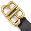 バレンシアガ BALENCIAGA ザ ハッカー プロジェクト BBロゴ 680456 ブラック レザー ベルト ヴィンテージ金具 グッチ コラボ 黒 ゴールド