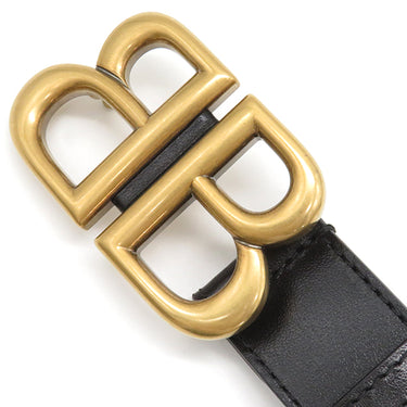 バレンシアガ BALENCIAGA ザ ハッカー プロジェクト BBロゴ 680456 ブラック レザー ベルト ヴィンテージ金具 グッチ コラボ 黒 ゴールド