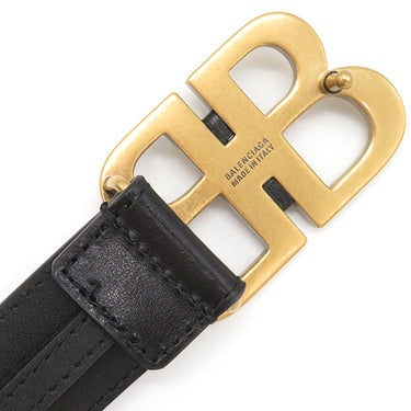 バレンシアガ BALENCIAGA ザ ハッカー プロジェクト BBロゴ 680456 ブラック レザー ベルト ヴィンテージ金具 グッチ コラボ 黒 ゴールド