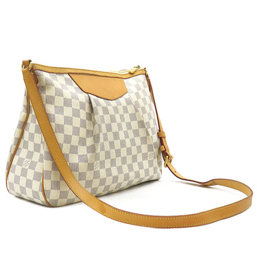 ルイヴィトン LOUIS VUITTON シラクーサ MM N41112 ダミエアズール ダミエアズールキャンバス ショルダーバッグ ゴールド金具 白 肩掛け