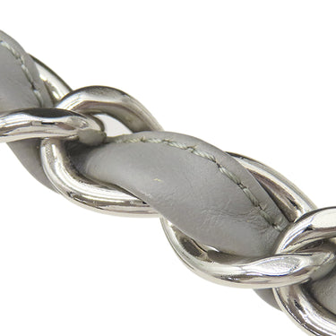 シャネル CHANEL ウルトラステッチ グレー ラムスキン トートバッグ シルバー金具 チェーンショルダー ココマーク