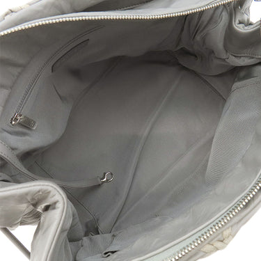 シャネル CHANEL ウルトラステッチ グレー ラムスキン トートバッグ シルバー金具 チェーンショルダー ココマーク