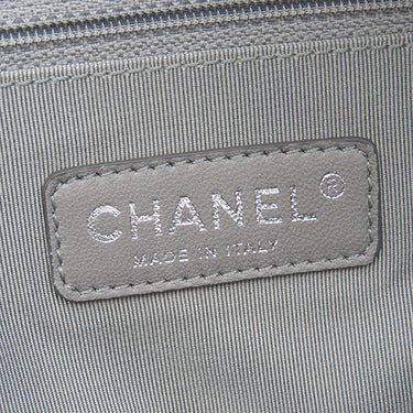 シャネル CHANEL ウルトラステッチ グレー ラムスキン トートバッグ シルバー金具 チェーンショルダー ココマーク