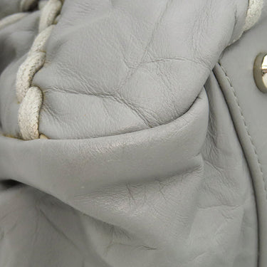 シャネル CHANEL ウルトラステッチ グレー ラムスキン トートバッグ シルバー金具 チェーンショルダー ココマーク