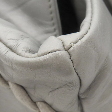 シャネル CHANEL ウルトラステッチ グレー ラムスキン トートバッグ シルバー金具 チェーンショルダー ココマーク