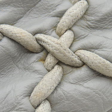 シャネル CHANEL ウルトラステッチ グレー ラムスキン トートバッグ シルバー金具 チェーンショルダー ココマーク