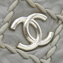 シャネル CHANEL ウルトラステッチ グレー ラムスキン トートバッグ シルバー金具 チェーンショルダー ココマーク