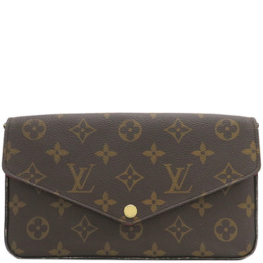 ルイヴィトン LOUIS VUITTON ポシェット フェリシー M81896 フューシャ モノグラムキャンバス チェーンウォレット ゴールド金具 チェーンショルダー ポーチ 茶 赤