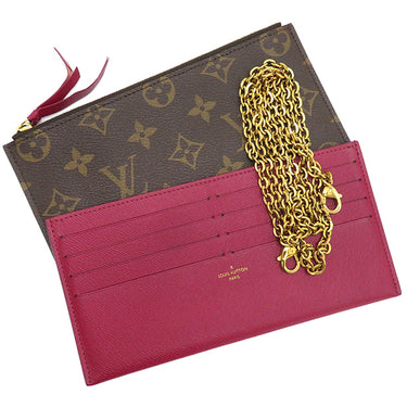 ルイヴィトン LOUIS VUITTON ポシェット フェリシー M81896 フューシャ モノグラムキャンバス チェーンウォレット ゴールド金具 チェーンショルダー ポーチ 茶 赤