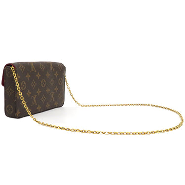 ルイヴィトン LOUIS VUITTON ポシェット フェリシー M81896 フューシャ モノグラムキャンバス チェーンウォレット ゴールド金具 チェーンショルダー ポーチ 茶 赤