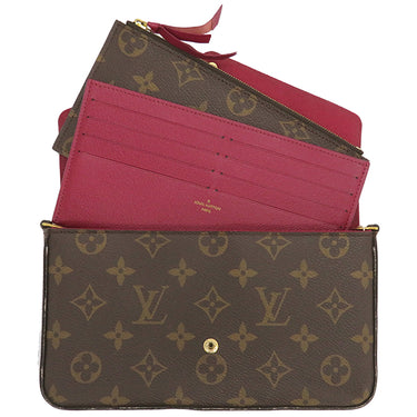 ルイヴィトン LOUIS VUITTON ポシェット フェリシー M81896 フューシャ モノグラムキャンバス チェーンウォレット ゴールド金具 チェーンショルダー ポーチ 茶 赤