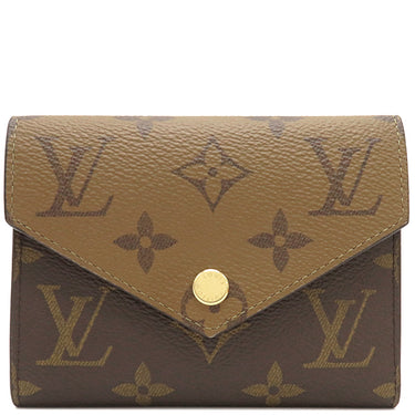ルイヴィトン LOUIS VUITTON ポルトフォイユ ヴィクトリーヌ M81557 モノグラムリバース モノグラムリバースキャンバス 三つ折り財布 ゴールド金具 茶 コンパクトウォレット