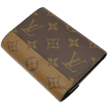 ルイヴィトン LOUIS VUITTON ポルトフォイユ ヴィクトリーヌ M81557 モノグラムリバース モノグラムリバースキャンバス 三つ折り財布 ゴールド金具 茶 コンパクトウォレット