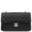 シャネル CHANEL マトラッセ 23 フラップバッグ ブラック ラムスキン ショルダーバッグ シルバー金具 黒 ダブルフラップ ダブルチェーン Wチェーン