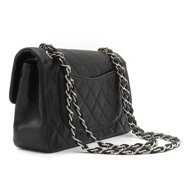 シャネル CHANEL マトラッセ 23 フラップバッグ ブラック ラムスキン ショルダーバッグ シルバー金具 黒 ダブルフラップ ダブルチェーン Wチェーン