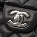 シャネル CHANEL マトラッセ 23 フラップバッグ ブラック ラムスキン ショルダーバッグ シルバー金具 黒 ダブルフラップ ダブルチェーン Wチェーン