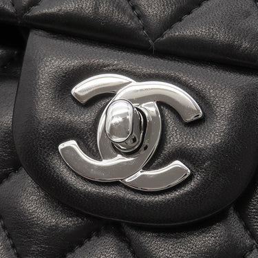 シャネル CHANEL マトラッセ 23 フラップバッグ ブラック ラムスキン ショルダーバッグ シルバー金具 黒 ダブルフラップ ダブルチェーン Wチェーン