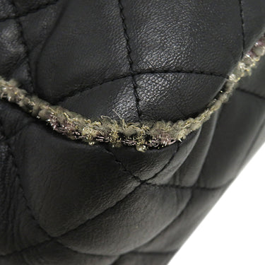 シャネル CHANEL マトラッセ ツイードショルダー ブラック ラムスキン ツイード ショルダーバッグ ヴィンテージ金具 黒 ココマーク トート