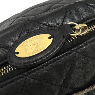 シャネル CHANEL マトラッセ ツイードショルダー ブラック ラムスキン ツイード ショルダーバッグ ヴィンテージ金具 黒 ココマーク トート