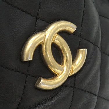 シャネル CHANEL マトラッセ ツイードショルダー ブラック ラムスキン ツイード ショルダーバッグ ヴィンテージ金具 黒 ココマーク トート
