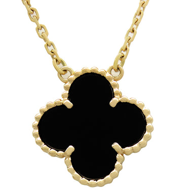 ヴァンクリーフアーペル Van Cleef & Arpels ヴィンテージ アルハンブラ ペンダント VCARA45800 ブラックXイエローゴールド K18YG オニキス ネックレス 黒 Au750 18K