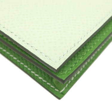 エルメス HERMES ベアンスフレ ヴェルソ ヴェールフィズ×ヴェールユッカ ヴォーエプソン 長財布 シルバー金具 新品 未使用 緑 バイカラー 二つ折財布