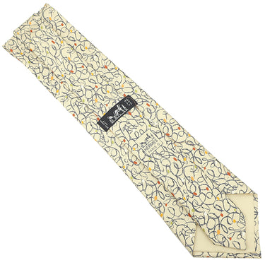 エルメス HERMES 総柄 9cm ベージュ シルク ネクタイ 落書き