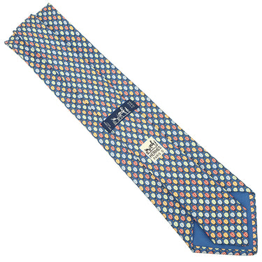 エルメス HERMES 気球柄 9cm ブルー×マルチカラー シルク ネクタイ 青 赤 黄色