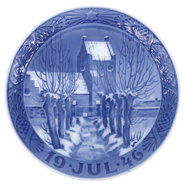 ロイヤルコペンハーゲン ROYAL COPENHAGEN イヤープレート 1940年代 ブルー×ホワイト 陶磁器 食器 ヴィンテージ 北欧 飾り皿 絵皿 1946年