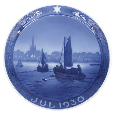 ロイヤルコペンハーゲン ROYAL COPENHAGEN イヤープレート 1930年代 ブルー×ホワイト 陶磁器 食器 ヴィンテージ 北欧 飾り皿 絵皿 1930年