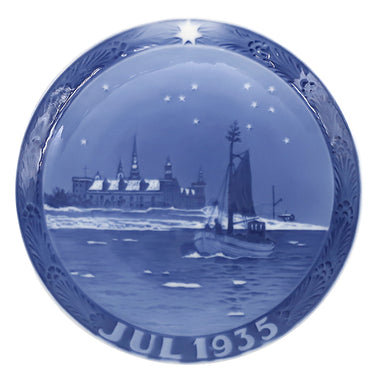 ロイヤルコペンハーゲン ROYAL COPENHAGEN イヤープレート 1930年代 ブルー×ホワイト 陶磁器 食器 ヴィンテージ 北欧 飾り皿 絵皿 1935年