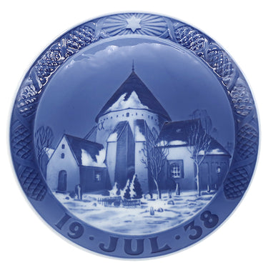 ロイヤルコペンハーゲン ROYAL COPENHAGEN イヤープレート 1930年代 ブルー×ホワイト 陶磁器 食器 ヴィンテージ 北欧 飾り皿 絵皿 1938年