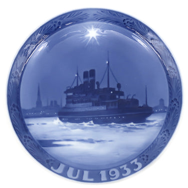 ロイヤルコペンハーゲン ROYAL COPENHAGEN イヤープレート 1930年代 ブルー×ホワイト 陶磁器 食器 ヴィンテージ 北欧 飾り皿 絵皿 1933年