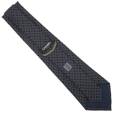 シャネル CHANEL ココマーク クローバー 9.5cm ブラック シルク ネクタイ 黒 四つ葉