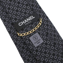 シャネル CHANEL ココマーク クローバー 9.5cm ブラック シルク ネクタイ 黒 四つ葉