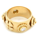 シャネル CHANEL スリーシンボル イエローゴールド K18YG ダイヤモンド リング 指輪 750AU 2Pダイヤ 8号