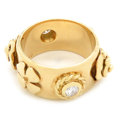 シャネル CHANEL スリーシンボル イエローゴールド K18YG ダイヤモンド リング 指輪 750AU 2Pダイヤ 8号