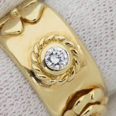 シャネル CHANEL スリーシンボル イエローゴールド K18YG ダイヤモンド リング 指輪 750AU 2Pダイヤ 8号