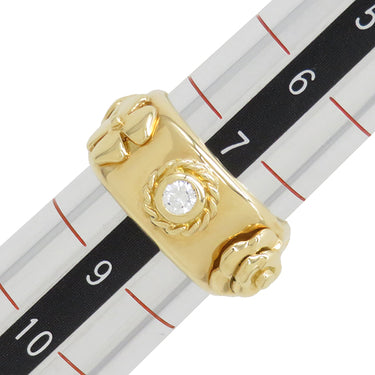 シャネル CHANEL スリーシンボル イエローゴールド K18YG ダイヤモンド リング 指輪 750AU 2Pダイヤ 8号