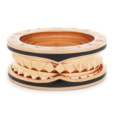 ブルガリ BVLGARI ビーゼロワン ロック B-zero1 2バンドリング 357996 ピンクゴールド×ブラック K18PG セラミック #49(JP9) リング 指輪 黒 750PG 18金 8.5号