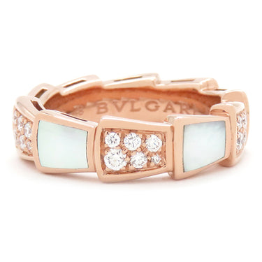 ブルガリ BVLGARI セルペンティ ヴァイパー ダイヤリング ピンクゴールド K18PG ダイヤモンド マザーオブパール #48(JP8) リング 指輪 750PG 8号