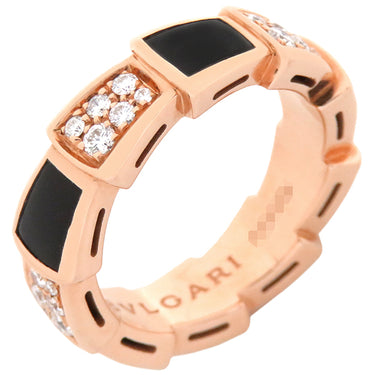 ブルガリ BVLGARI セルペンティ ヴァイパー ダイヤリング ピンクゴールド K18PG ダイヤモンド オニキス #48(JP8) リング 指輪 750PG 8号