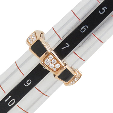 ブルガリ BVLGARI セルペンティ ヴァイパー ダイヤリング ピンクゴールド K18PG ダイヤモンド オニキス #48(JP8) リング 指輪 750PG 8号