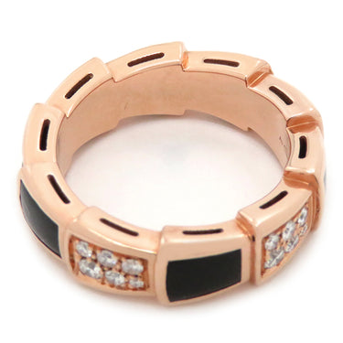 ブルガリ BVLGARI セルペンティ ヴァイパー ダイヤリング ピンクゴールド K18PG ダイヤモンド オニキス #48(JP8) リング 指輪 750PG 8号