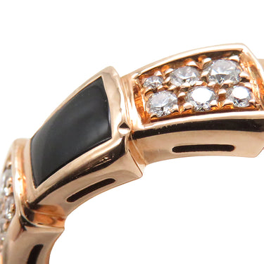 ブルガリ BVLGARI セルペンティ ヴァイパー ダイヤリング ピンクゴールド K18PG ダイヤモンド オニキス #48(JP8) リング 指輪 750PG 8号