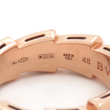 ブルガリ BVLGARI セルペンティ ヴァイパー ダイヤリング ピンクゴールド K18PG ダイヤモンド オニキス #48(JP8) リング 指輪 750PG 8号