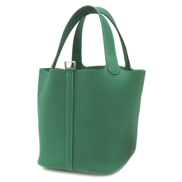 エルメス HERMES ピコタンロックMM  ヴェールモワイヤン トリヨンクレマンス ハンドバッグ シルバー金具 緑