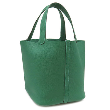 エルメス HERMES ピコタンロックMM  ヴェールモワイヤン トリヨンクレマンス ハンドバッグ シルバー金具 緑